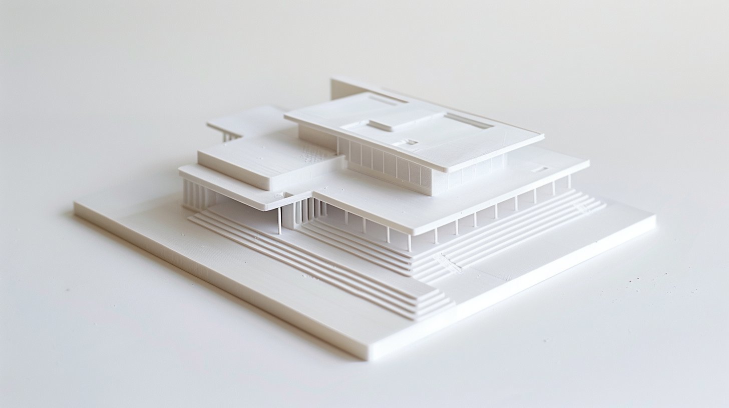 Bela 3D štampana maketa vile u razmeri 1:100